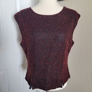 Sleeveless Sequins Festive Red Top Size S